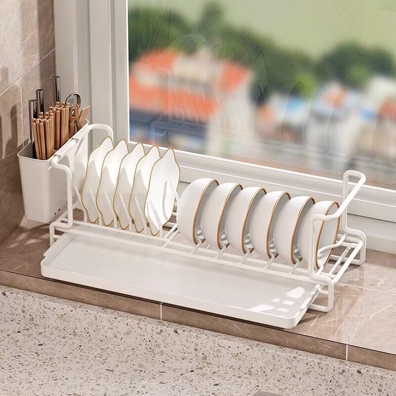 Yipan No-Drill Foldable Bowl & Plate Drying Rack with Chopstick Holder
