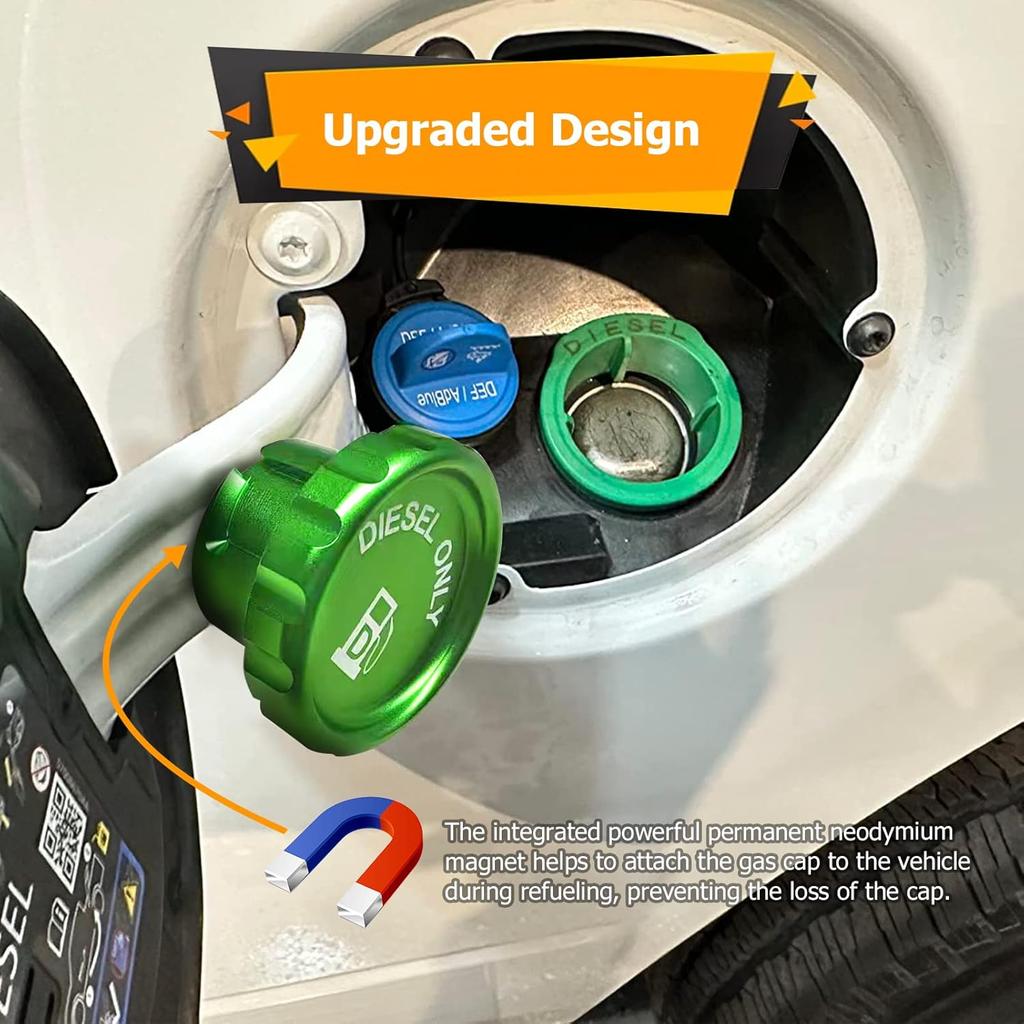 WeiSen Diesel Fuel Cap Aluminum Compatible With Dodge Ram 1500 2500 3500 Green Magnetic -2024