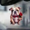 Cute Cat Dog Rose Pendants 2D Acrylic Keychain Novel Pet Themed Charm for Car Mirror Bag Home Festive Decoration