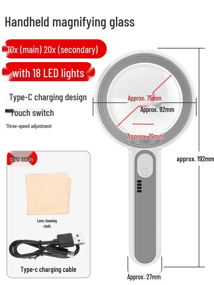 Rechargeable 80x LED Magnifying Glass: HD Magnifier for Reading, Electronics Repair & Jewelry Appraisal