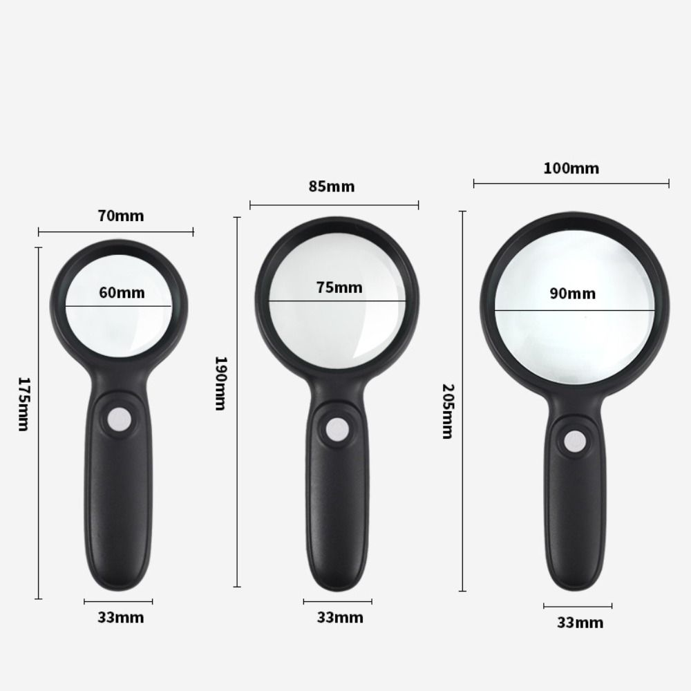 With 2 LED Light Hand Held Magnifying Glass Illuminated Magnifier  Jewelry Identification