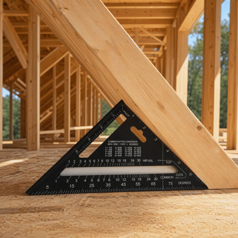 Rapporteur d'Angle Triangulaire pour Toiture 90/45 Degrés Règle Triangle Métallique 7 Pouces Pour Charpente