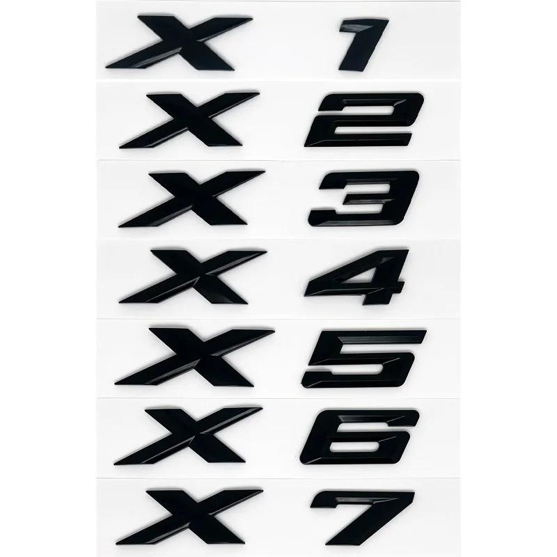 For BMW X1 X2 X3 X4 X5 X6 X7 GT Logo Emblem Rear Trunk Badge 3D ABS Chrome Black Car Sticker Decals