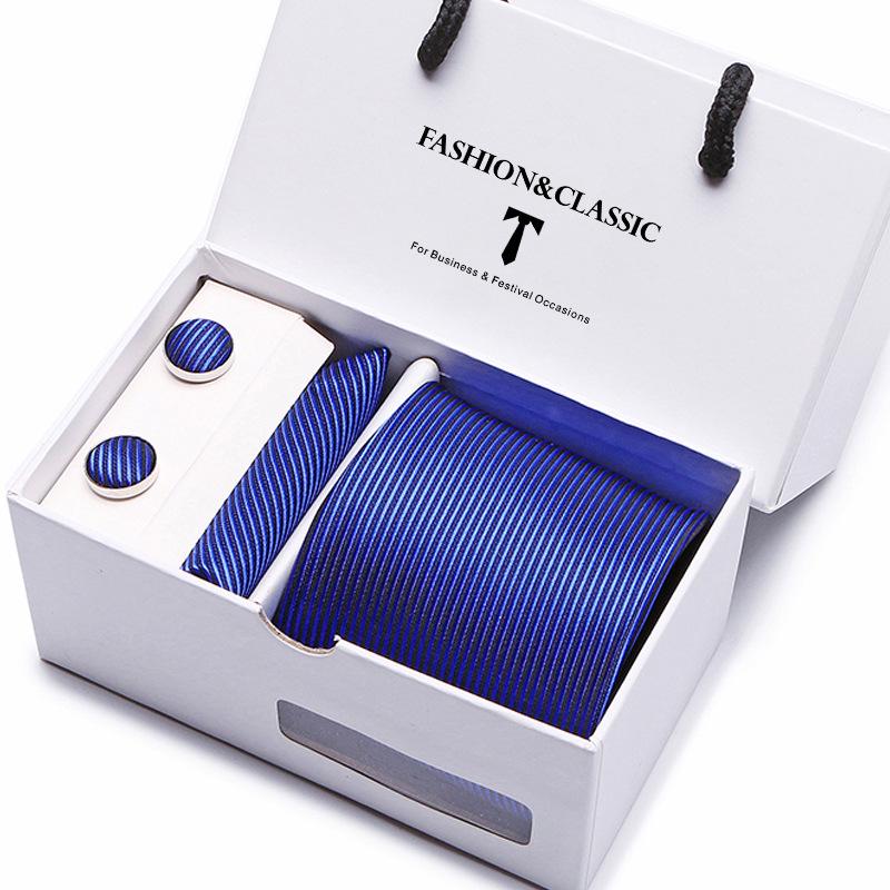 Men's Tie Gift Set: Striped & Polka Dot Tie, Pocket Square, Cufflinks