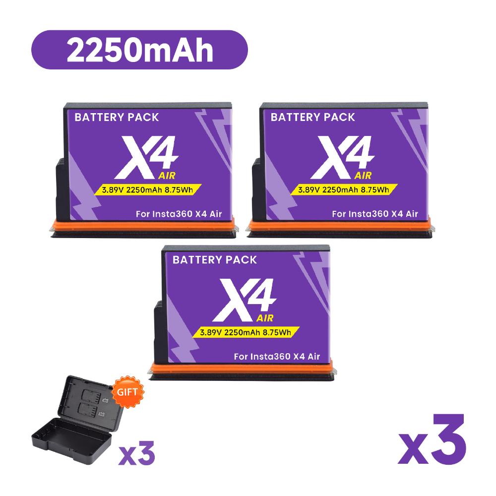 2250mAh Battery for Insta360 X4 Air, 8.75Wh Replacement Battery with Fast Charger for Insta 360 X4 Air Action Camera Accessories