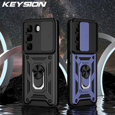 KEYSION Stoßfeste Hülle für Infinix Hot 50 4G 5G Schiebekamera Schutzring Ständer Handy Rückseite für Infinix Hot 50 Pro+ 4G