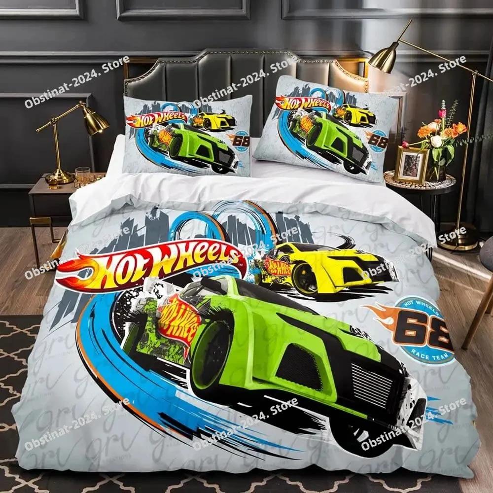 Monster Truck Hot Wheel Povlečení Sada Povlečení s Potiskem s Povlakem na Polštář Potah na Peřinu Měkký Jednolůžko Dvojlůžko Queen Super King Velikost