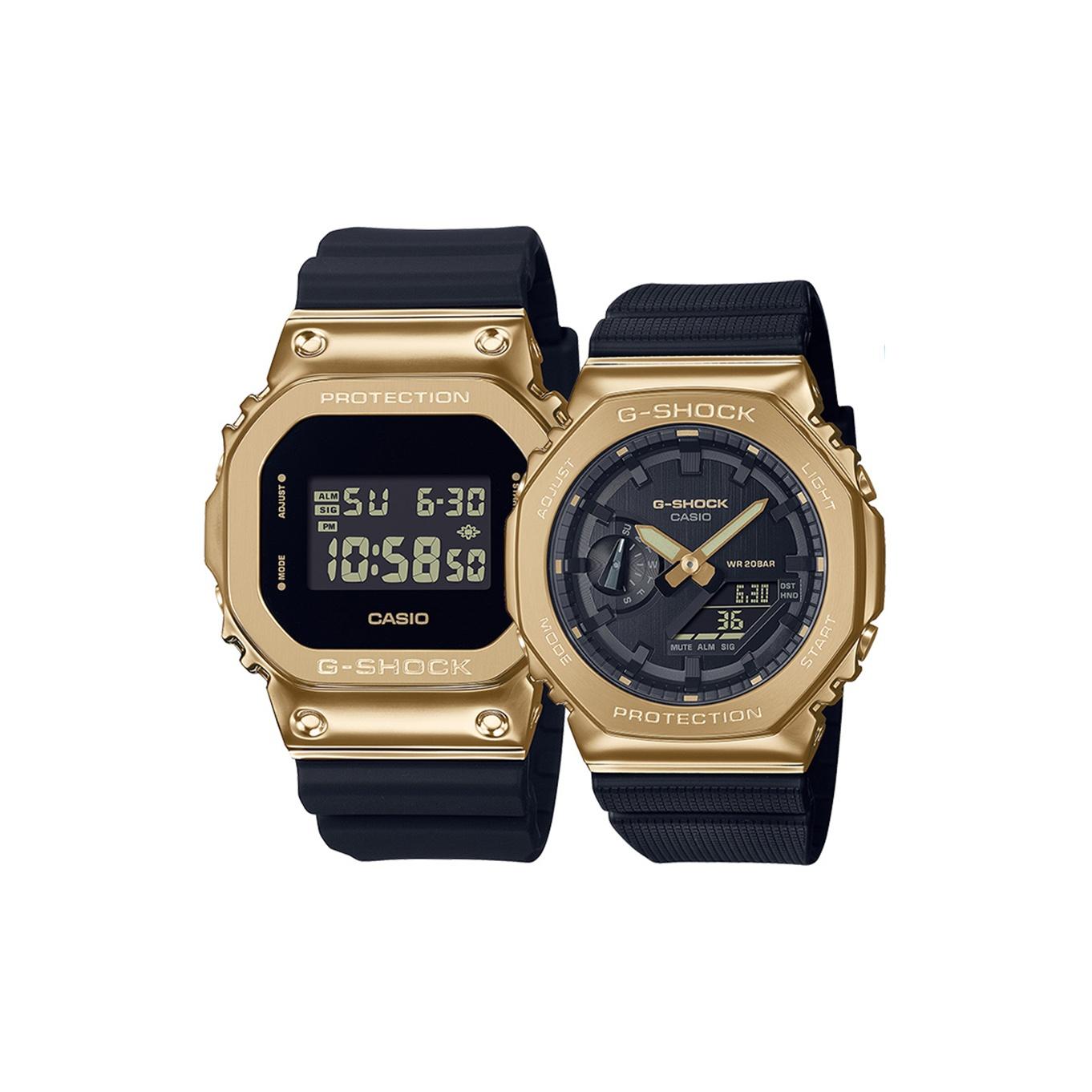 

CASIO Unisex Pair Table Series Black Watch GM-5600G-9PR+GM-2100G-1A9PR Regular Watch Box