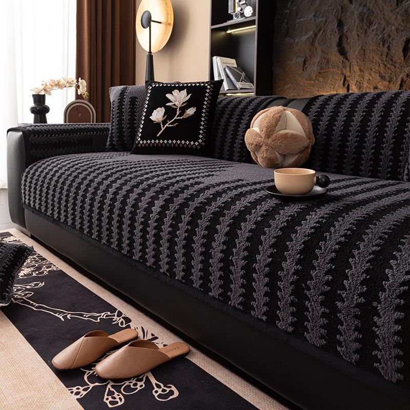 Sofa Cushion Autumn and Winter New Plush High Quality Winter Thickened Cushion Anti Slip Straight Row Sofa Cover Cover