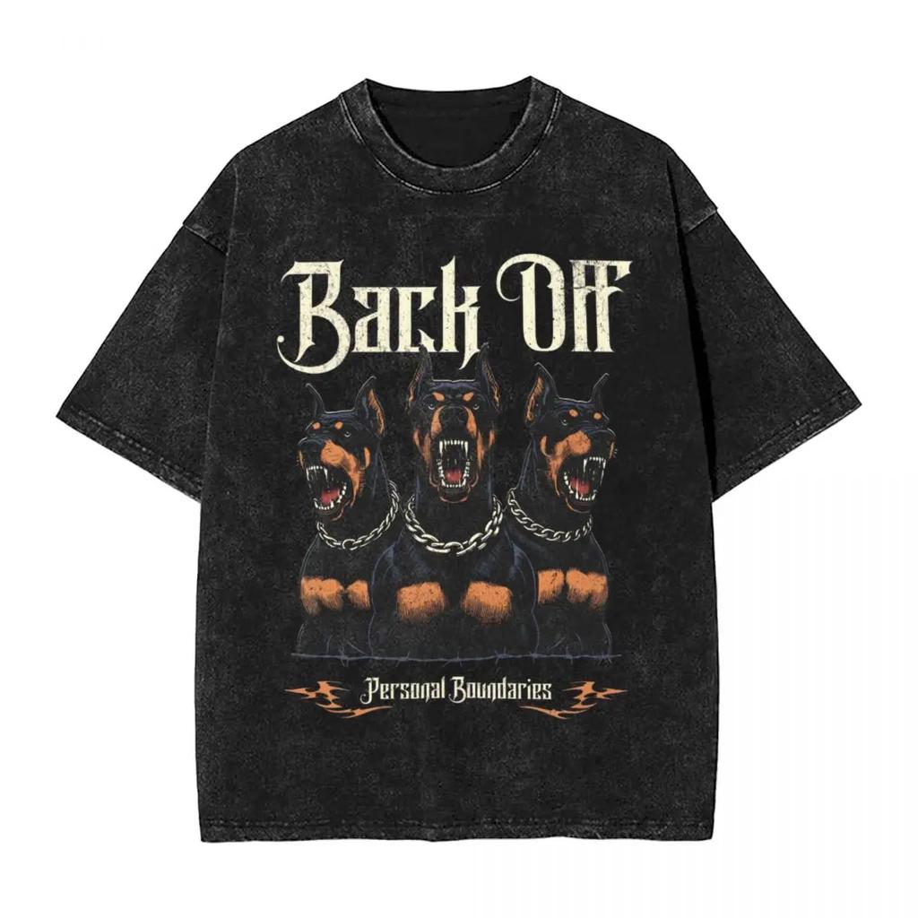 Lustiges Dobermann Hund Washed T-Shirt Streetwear Retro T-Shirts Tees Tops für Männer Frauen Kurzarm High Street Sommer
