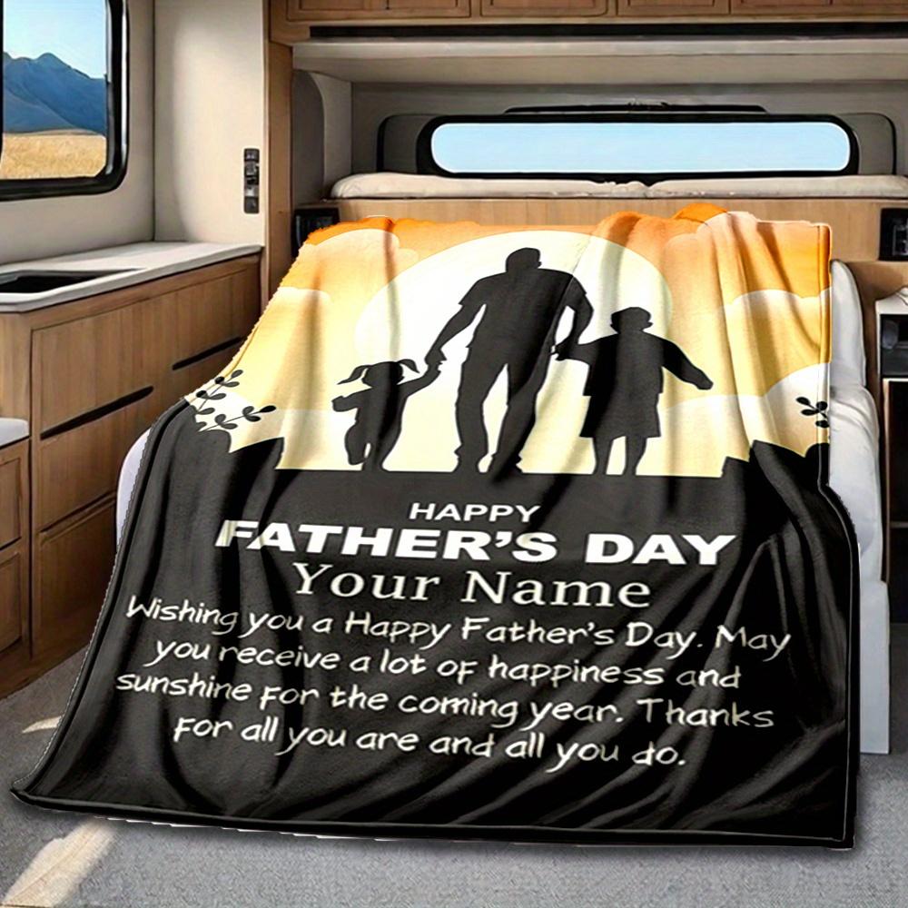 Father'S Day Blanket Personalized Name Soft Comfortable Stylish Blanket Car Blanket Perfect For Travel Camping Outdoor Home Suitable For All Seasons