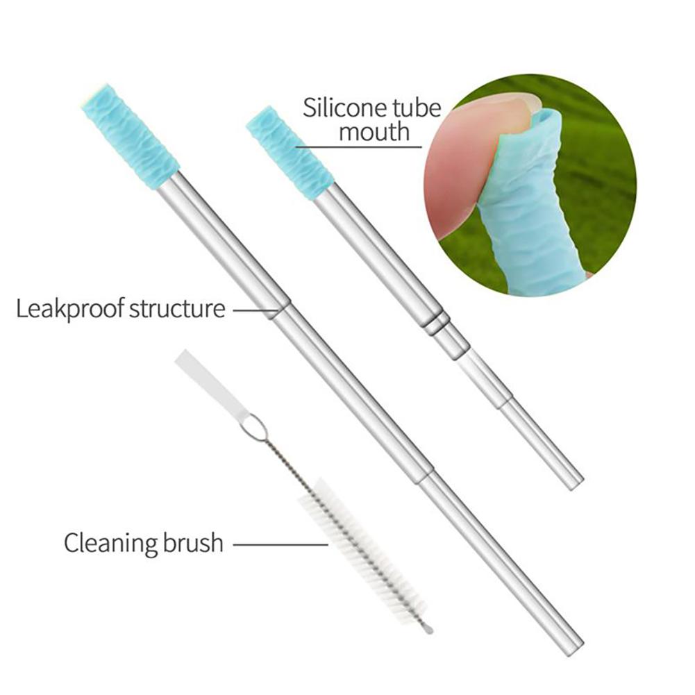 304 Stainless Steel Reusable Drinking Straws Portable Metal Straws with Case Pocket Drinking Straws with Cleaning Brush for Home