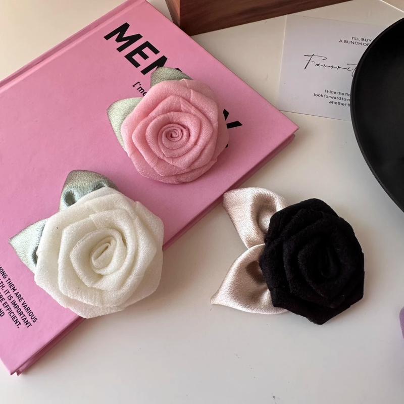 Sweet Versatile Mesh Flower Hair Clip For Woman Girls Elegant Temperament Rose Shark Clip Fashion Hair Accessories Gifts