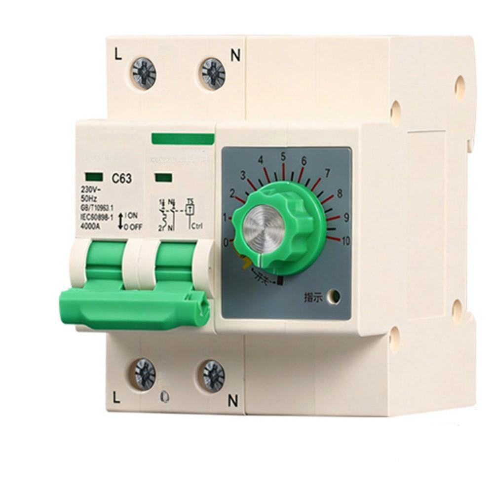 Countdown Circuit Breaker 63A 2-Pole 220V for Water Pumps Timer Switch with Overload and Short Circuit Protection DIN Rail