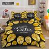 Easter Duvet Cover Set Queen Size Golden Egg Twin Bedding Set for Kids Boys Girls Easter Theme Polyester Comfortable Quilt Cover