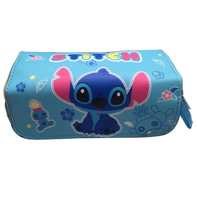 Blue Double-Zipper Lilo & Stitch Large Pencil Case
