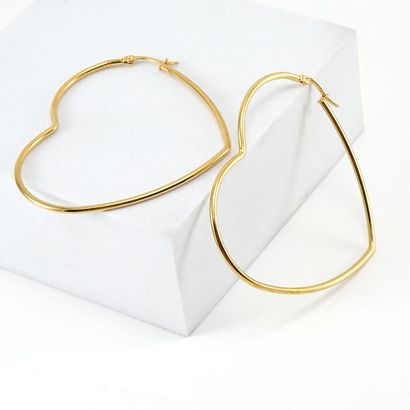 Polished Titanium Steel Round Wire Earrings - Douyin Style Women's Fashion Jewelry