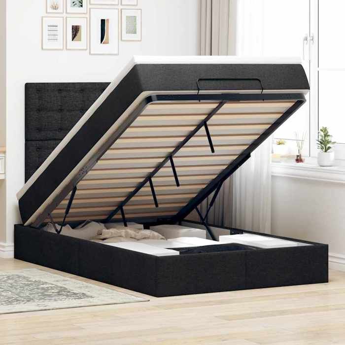 VidaXL Ottoman Bed Frame with Mattress Black 120x190 Cm Fabric 3314157