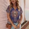 Fashion Printed Women's Short Sleeve V-Neck Top Versatile T-Shirts Women’s