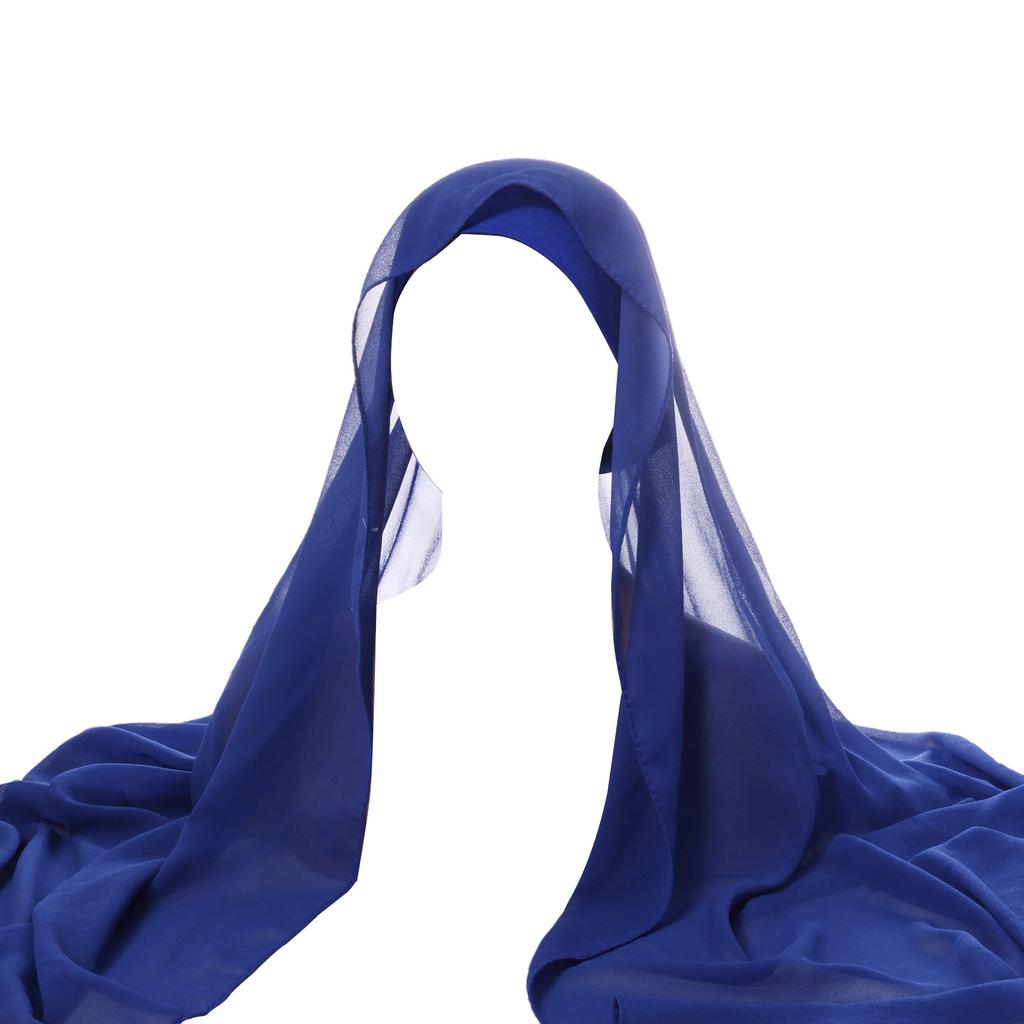 Neues Chiffon-Kopftuch mit Falten und Kordelzug, Set mit einfarbigem Perlen-Chiffon-Kopftuch und gefaltetem Unterkappenset