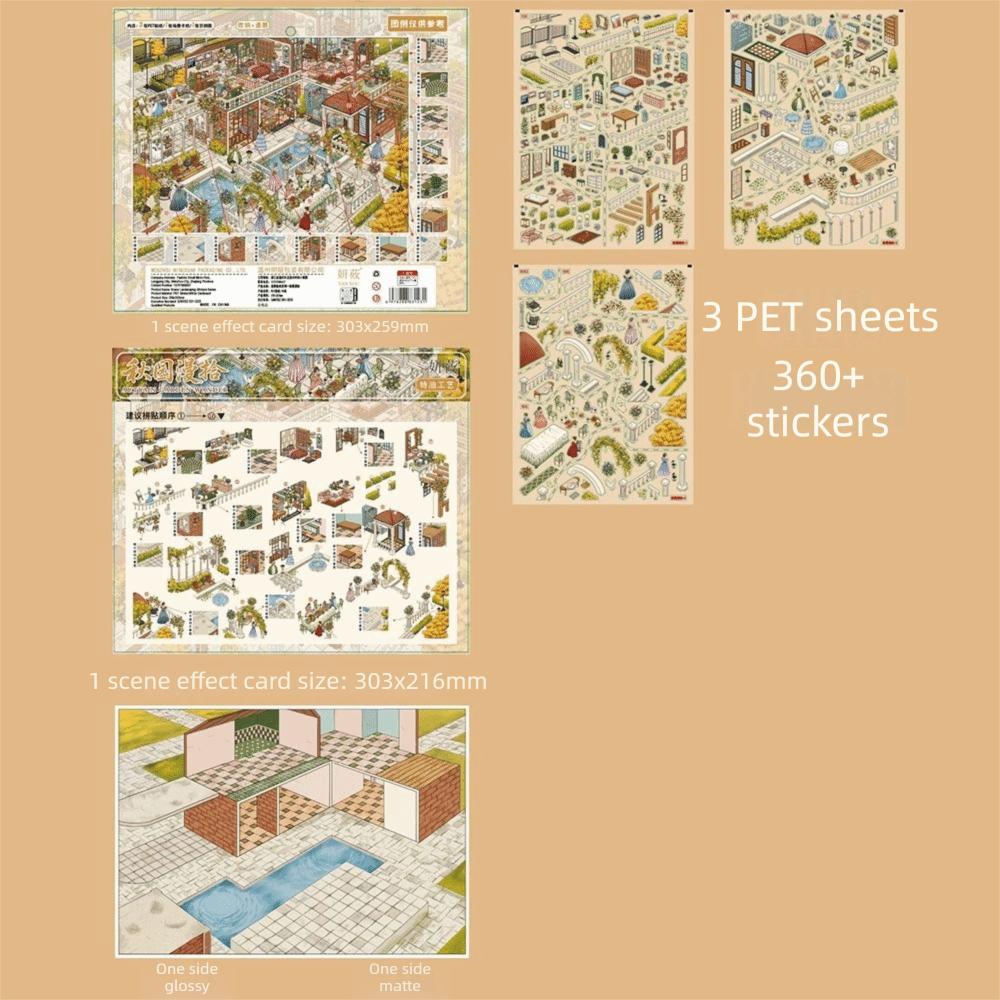 Self Adhesive Miniature Scene Sticker Set Waterproof 3D Street View Stickers