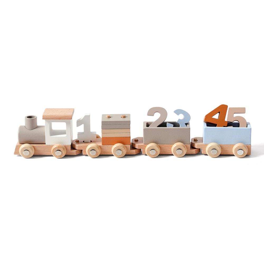 Montessori Wooden Number Train Toy For Toddlers Educational Pull Along Toy With 12345 Blocks Fine Motor Skills Learning Kid Gift