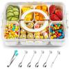 Large 8-Compartment Clear Divided Serving Tray with Lid,Handle,Airtight Food Storage Container,Removable Compartments