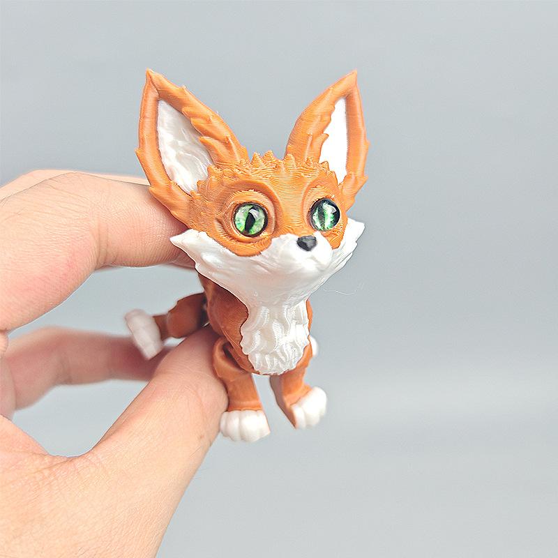 3D Printing Small Fox Cute Creative Modelling Animal Toys Office Home Decoration Small Ornaments Big Ears Fox Children's Gifts