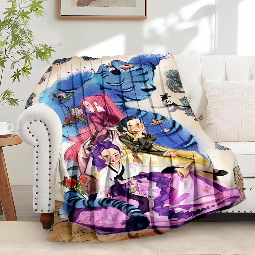 

K-POP Anime Girls Group Four Seasons Soft Warm Blanket All-Season Thick Knit Polyester Bedspread for Bed, Camping, Travel Perfect Gift 80x120cm