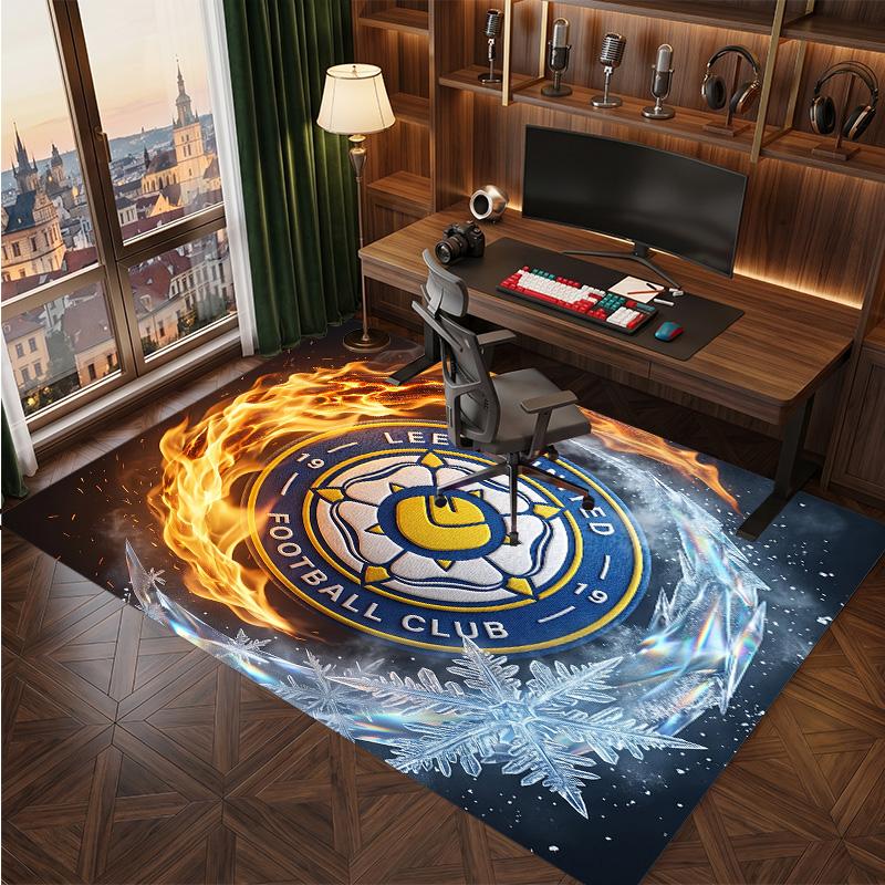 Tappeto in Velluto di Cristallo con Stampa del Leeds United Football, Comodo Assorbente d'Acqua Antiscivolo Tappeto per Pavimenti Interni