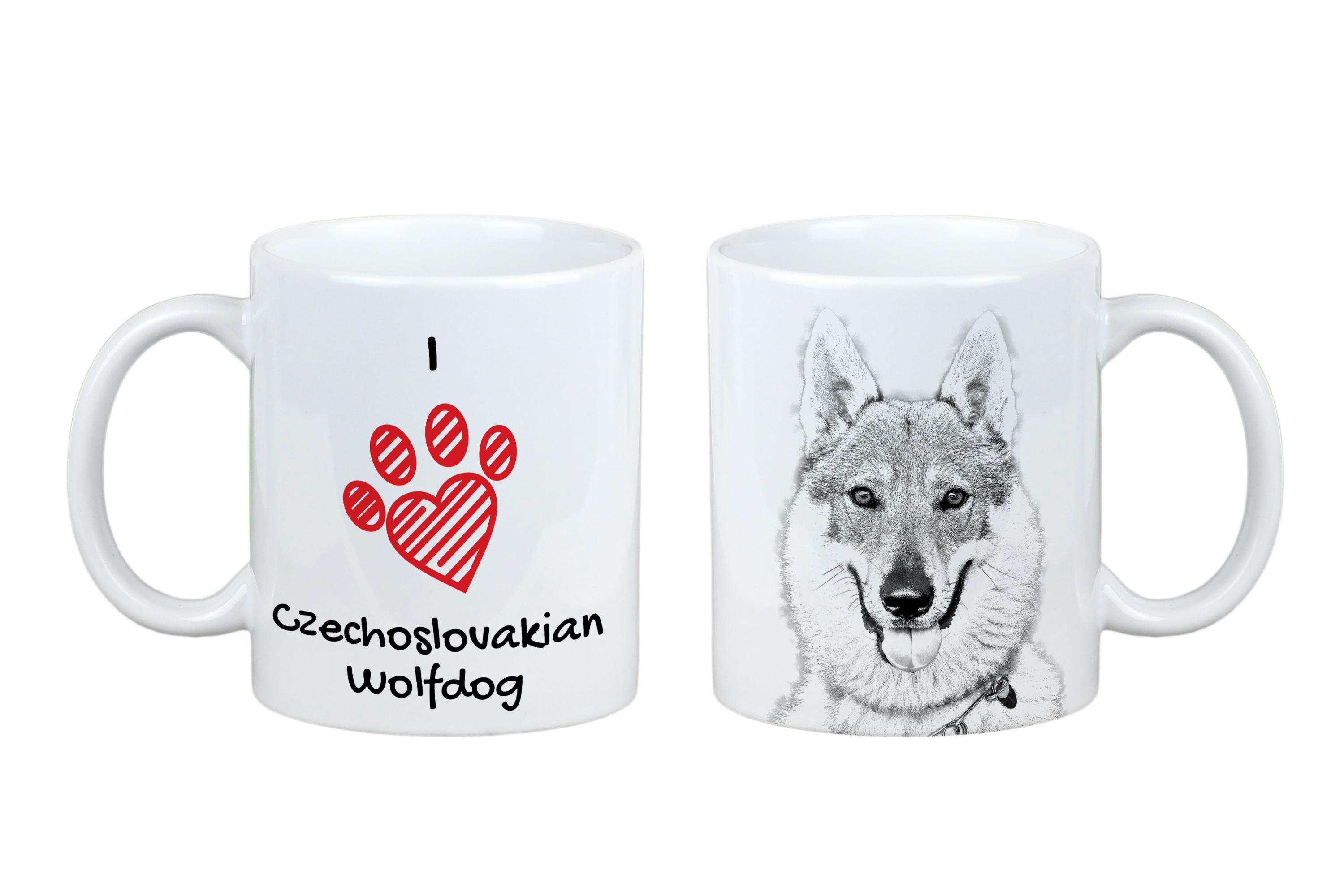 

Czechoslovakian Wolfdog, Czechoslovak Vlcak - cup with a dog, cute cup with graphics, a gift with your photo from the Art-Dog brand білий