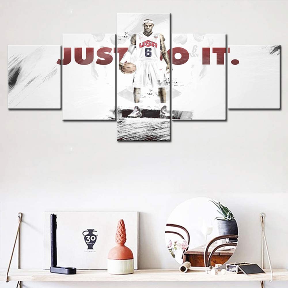 5Pcs Basketball Star Player Sports Gym Pictures Wall Art No Framed 5 Panel Room Decor Abstract Modern Paintings Poster HD Print