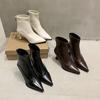 Fashion 2025Women Slim Ankle Boots Fashion Elegant Pointed Toe Soft Leather Shoes Thin High Heel Autumn Winter  Morder Short Booties
