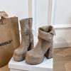 Fashion Autumn Winter Fashion High Heel Women Ankle Boots Belt Buckle Punk Shoes Ladies Short Botas Para Mujer