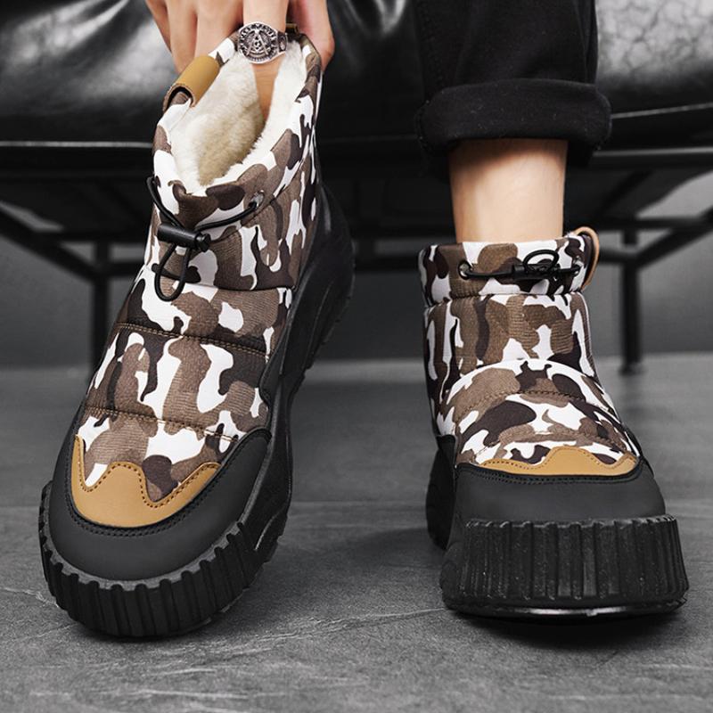 Winter Men's High Top Hiking Boots Thick Soles Anti Slip Warm  Cotton Shoes Popular Personalized Outdoor Snow Boots
