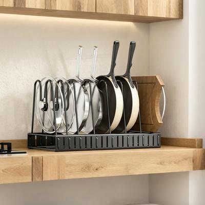 Verstellbarer Pfannenorganizer für Töpfe und Pfannen, Topfdeckelhalter, Ständer für Kochtöpfe und Pfannen, für Küchenarbeitsplatte und Schrank