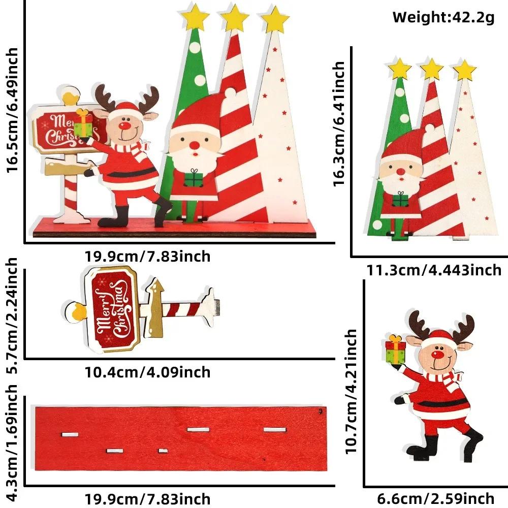 Christmas Wooden Ornaments Cartoon Santa Cluas Elk Xmas Tree Table Ornaments Noel Snowman Kids Favors Merry Christmas Decor 2025