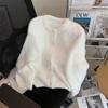Short White Imitation Mink Fleece Soft Sweater Jacket Women's Autumn and Winter New Loose Lazy Wind Knitted Cardigan