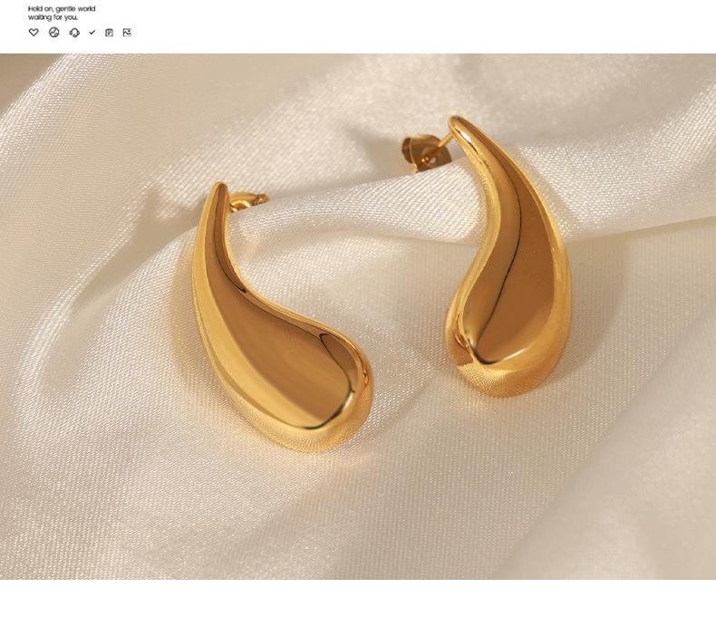 Shiny Geometric Titanium Steel Comma Earrings - European & American Fashion, Light Luxury INS Style for Women