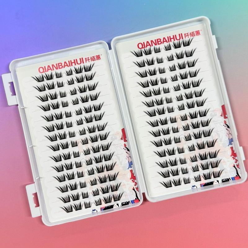Fox Eye Manga False Eyelashes Large Capacity Fluffy Tapered Thick Segmented Individual Cluster Lash Extensions Enlarge Eyes
