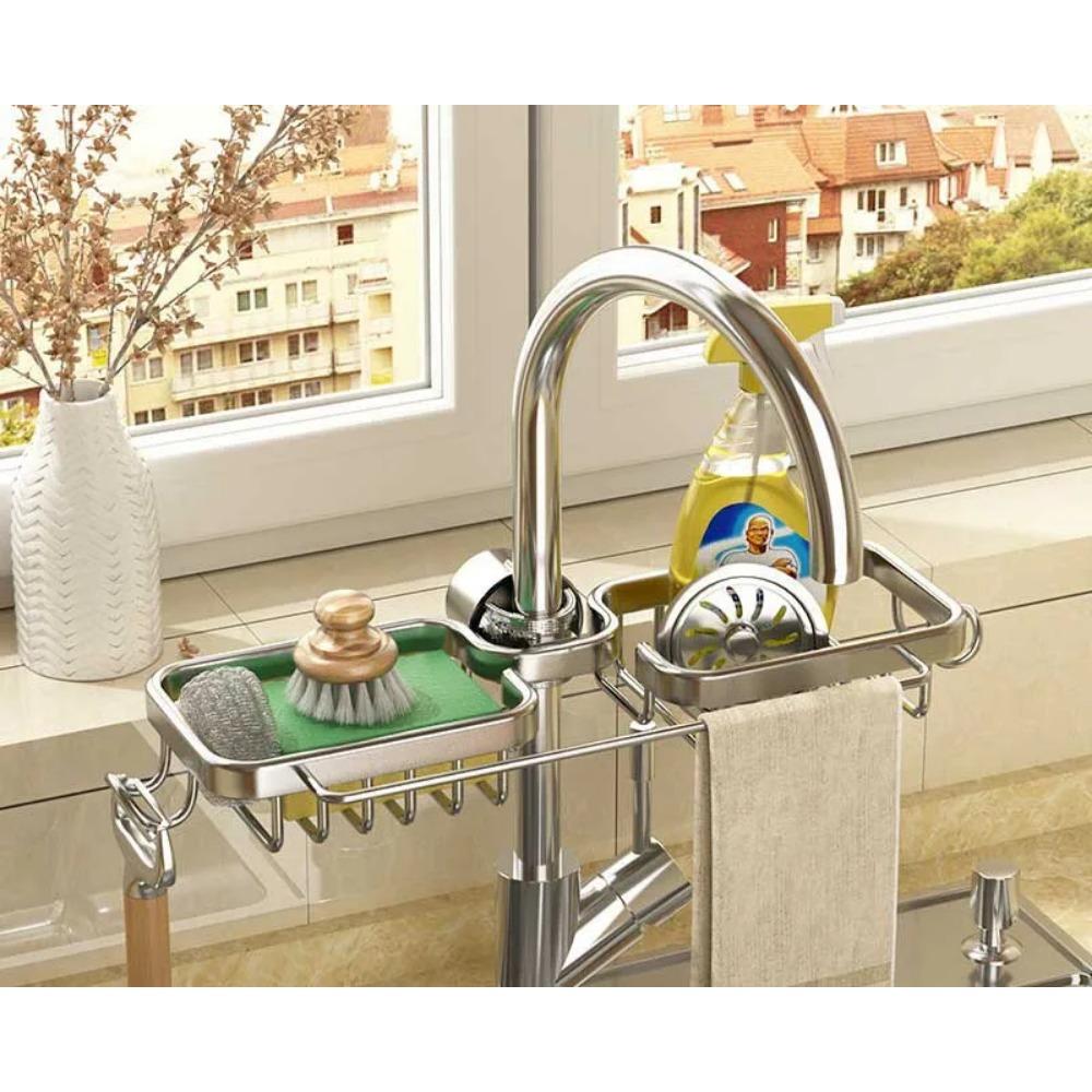 New Rust-proof Kithen Faucet Drainer Rack Sponge Towel Holder Shelf Bathroom Soap Organizer Stand Sink Accessories Storage Stand