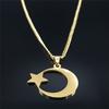 Turkish Star and Moon Pendant Stainless Steel Chain Necklace for Men and Women Jewelry Accessories