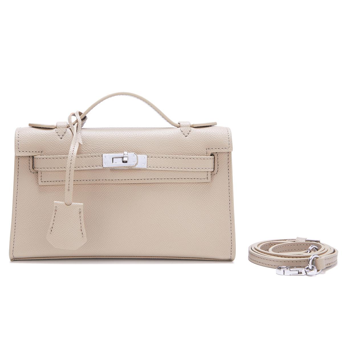 

Нова сумка Kai Generation Fashion Texture з натуральної шкіри та коров ячої шкіри з візерунком пальми 2025 року, діагональна, з хрестом на одному плечі 22x8x14cm світло-сірого кольору