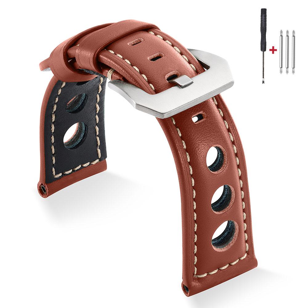 Vintage Cowhide Watch Strap Bracelet Breathable Genuine Leather 20mm 22mm 24mm 26mm Watchband Men's Watch Band with Pin Buckle