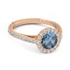 London Blue Topaz Halo Pave Engagement Ring - 925 Sterling Silver Rose Gold Vermeil