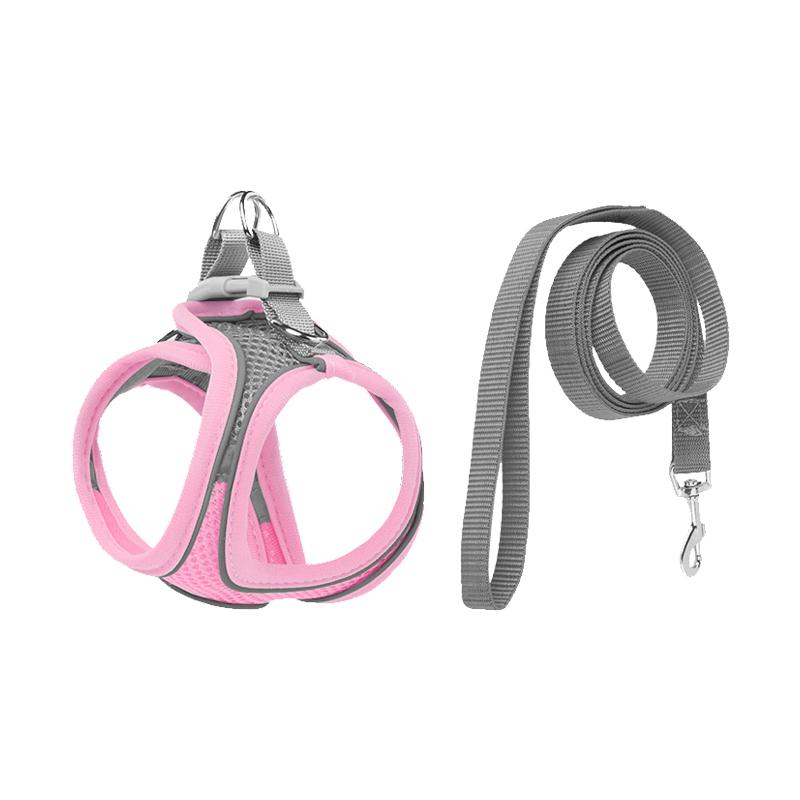 

Домашние животные Дышащий жилет для собак Нагрудный пояс Задние ремни Предотвращают прорывы Эксклюзивно для использования на открытом воздухе Регулируемое ночное отражение L6-12kg розовый