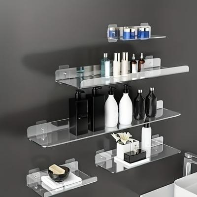 1 pièce Étagère Acrylique Support de Rangement pour Bouteilles d'Assaisonnement de Cuisine Salle de Bain Étagère de Rangement Murale Sans Perçage Chambre Livres Cosm