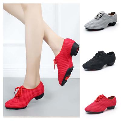 Netz-Oxford-Stoff Jazz-Tanzschuhe Latein-Tanzschuh Tango-Schuhe Damen Herren Gummisohlen Schuhe