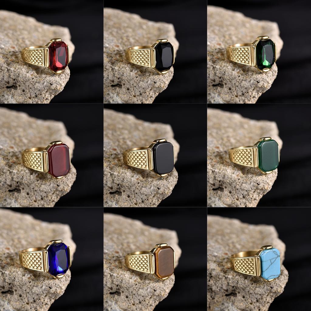 R3351g Men's High Quality Vintage Stainless Steel Zircon Styles Ring Jewelry