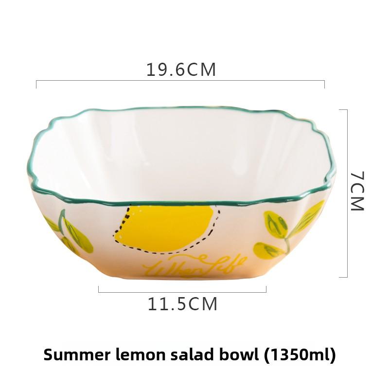 1pcs Creative Large Ceramic Bowl, Household Bowl, Japanese Tableware Set, Cute Animal Pattern, Underglaze Color Fruit Bowls